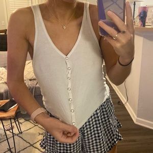 White button up tank top